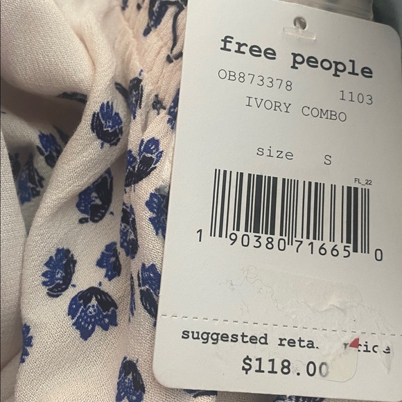 Free people flowers in her hair tunic in ivory combo NWT S - Picture 7 of 7
